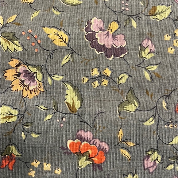 Vintage Floral Fabric in dusty gray, Orange, and Purple - 2 yards x 44” wide - Picture 2 of 3